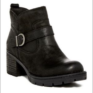 Born Dorete Black Burnished Suede Heeled Booties
